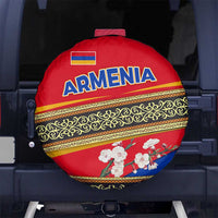Armenia Traditional Pattern Spare Tire Cover with Floral Motif and National Flag Design - Wonder Print Shop
