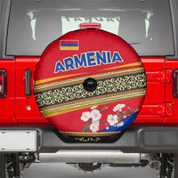 Armenia Traditional Pattern Spare Tire Cover with Floral Motif and National Flag Design - Wonder Print Shop
