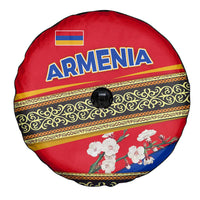 Armenia Traditional Pattern Spare Tire Cover with Floral Motif and National Flag Design - Wonder Print Shop