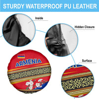 Armenia Traditional Pattern Spare Tire Cover with Floral Motif and National Flag Design - Wonder Print Shop
