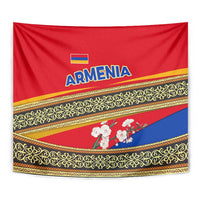 Armenia Traditional Pattern Tapestry with Floral Motif and National Flag Design - Wonder Print Shop