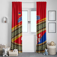 Armenia Traditional Pattern Window Curtain with Floral Motif and National Flag Design - Wonder Print Shop