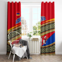 Armenia Traditional Pattern Window Curtain with Floral Motif and National Flag Design - Wonder Print Shop