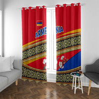 Armenia Traditional Pattern Window Curtain with Floral Motif and National Flag Design - Wonder Print Shop