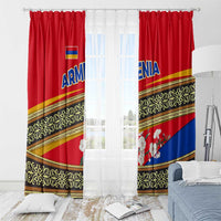 Armenia Traditional Pattern Window Curtain with Floral Motif and National Flag Design - Wonder Print Shop