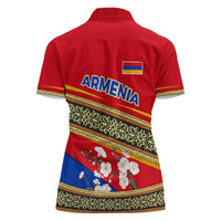 Armenia Traditional Pattern Women Polo Shirt with Floral Motif and National Flag Design - Wonder Print Shop