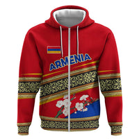 Armenia Traditional Pattern Zip Hoodie with Floral Motif and National Flag Design - Wonder Print Shop
