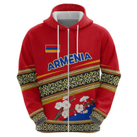 Armenia Traditional Pattern Zip Hoodie with Floral Motif and National Flag Design - Wonder Print Shop