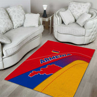 Armenia Flag Colors Area Rug with National Emblem and Map Design - Wonder Print Shop