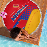 Armenia Flag Colors Beach Blanket with National Emblem and Map Design - Wonder Print Shop