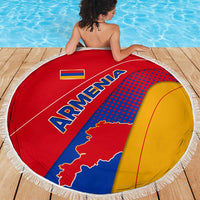 Armenia Flag Colors Beach Blanket with National Emblem and Map Design - Wonder Print Shop