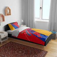 Armenia Flag Colors Bedding Set with National Emblem and Map Design - Wonder Print Shop