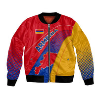Armenia Flag Colors Bomber Jacket with National Emblem and Map Design - Wonder Print Shop