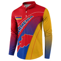 Armenia Flag Colors Button Sweatshirt with National Emblem and Map Design - Wonder Print Shop