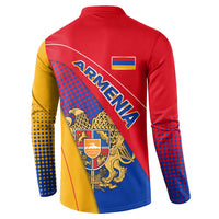 Armenia Flag Colors Button Sweatshirt with National Emblem and Map Design - Wonder Print Shop