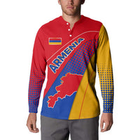 Armenia Flag Colors Button Sweatshirt with National Emblem and Map Design - Wonder Print Shop