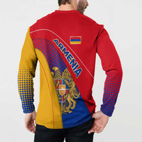 Armenia Flag Colors Button Sweatshirt with National Emblem and Map Design - Wonder Print Shop