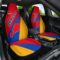 Armenia Flag Colors Car Seat Cover with National Emblem and Map Design - Wonder Print Shop