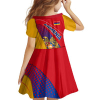 Armenia Flag Colors Family Matching Off Shoulder Maxi Dress and Hawaiian Shirt with National Emblem and Map Design - Wonder Print Shop