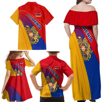 Armenia Flag Colors Family Matching Off Shoulder Maxi Dress and Hawaiian Shirt with National Emblem and Map Design - Wonder Print Shop