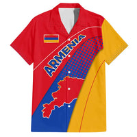 Armenia Flag Colors Family Matching Off Shoulder Maxi Dress and Hawaiian Shirt with National Emblem and Map Design - Wonder Print Shop