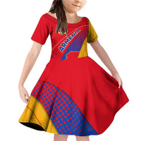 Armenia Flag Colors Family Matching Off Shoulder Short Dress and Hawaiian Shirt with National Emblem and Map Design - Wonder Print Shop