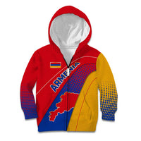 Armenia Flag Colors Kid Hoodie with National Emblem and Map Design - Wonder Print Shop