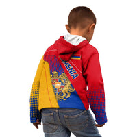 Armenia Flag Colors Kid Hoodie with National Emblem and Map Design - Wonder Print Shop