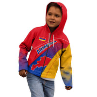 Armenia Flag Colors Kid Hoodie with National Emblem and Map Design - Wonder Print Shop