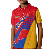 Armenia Flag Colors Kid Polo Shirt with National Emblem and Map Design - Wonder Print Shop