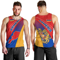Armenia Flag Colors Men Tank Top with National Emblem and Map Design - Wonder Print Shop
