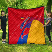 Armenia Flag Colors Quilt with National Emblem and Map Design - Wonder Print Shop
