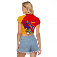 Armenia Flag Colors Raglan Cropped T Shirt with National Emblem and Map Design - Wonder Print Shop
