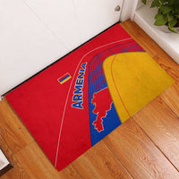 Armenia Flag Colors Rubber Doormat with National Emblem and Map Design - Wonder Print Shop