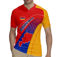 Armenia Flag Colors Rugby Jersey with National Emblem and Map Design - Wonder Print Shop