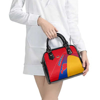 Armenia Flag Colors Shoulder Handbag with National Emblem and Map Design - Wonder Print Shop