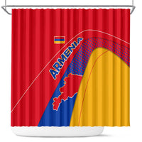 Armenia Flag Colors Shower Curtain with National Emblem and Map Design - Wonder Print Shop