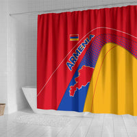 Armenia Flag Colors Shower Curtain with National Emblem and Map Design - Wonder Print Shop