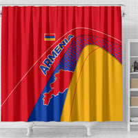 Armenia Flag Colors Shower Curtain with National Emblem and Map Design - Wonder Print Shop