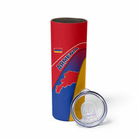 Armenia Flag Colors Skinny Tumbler with National Emblem and Map Design - Wonder Print Shop