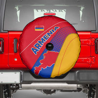 Armenia Flag Colors Spare Tire Cover with National Emblem and Map Design - Wonder Print Shop