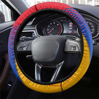Armenia Flag Colors Steering Wheel Cover with National Emblem and Map Design - Wonder Print Shop