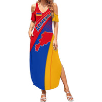 Armenia Flag Colors Summer Maxi Dress with National Emblem and Map Design - Wonder Print Shop