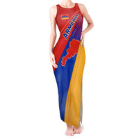 Armenia Flag Colors Tank Maxi Dress with National Emblem and Map Design - Wonder Print Shop
