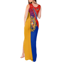 Armenia Flag Colors Tank Maxi Dress with National Emblem and Map Design - Wonder Print Shop