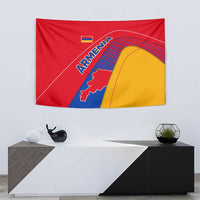 Armenia Flag Colors Tapestry with National Emblem and Map Design - Wonder Print Shop