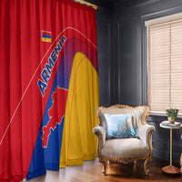 Armenia Flag Colors Window Curtain with National Emblem and Map Design - Wonder Print Shop