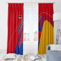 Armenia Flag Colors Window Curtain with National Emblem and Map Design - Wonder Print Shop