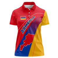 Armenia Flag Colors Women Polo Shirt with National Emblem and Map Design - Wonder Print Shop