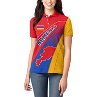 Armenia Flag Colors Women Polo Shirt with National Emblem and Map Design - Wonder Print Shop